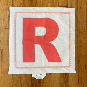 Deny Designs Standard April Lane Art Block Monogram  Printed Pillow Sham Pink